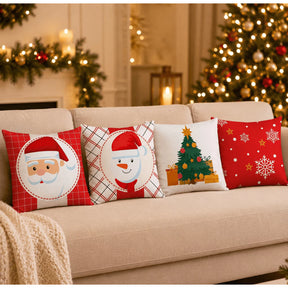 Kit 4 Capas de Almofadas Natalinas Modern Print 42x42cm – Decoração Sofisticada
