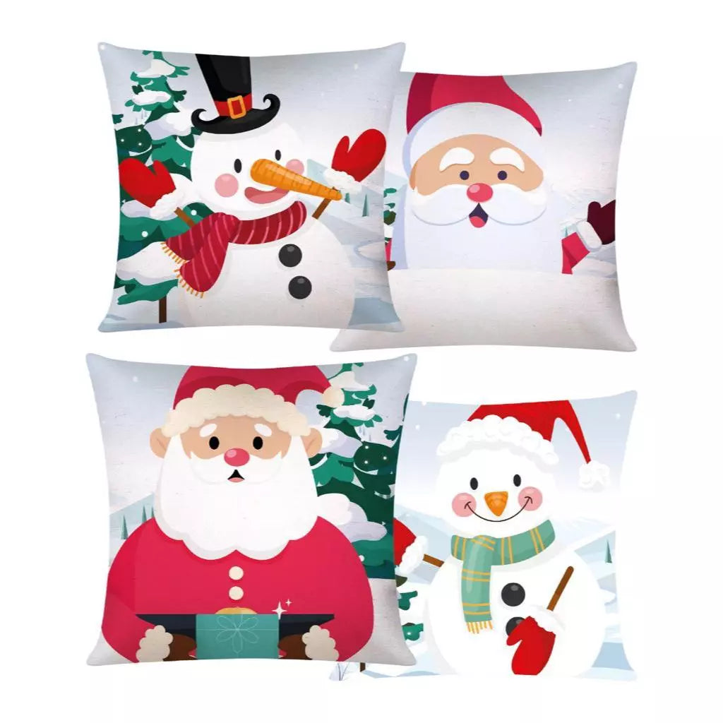 Kit 4 Capas de Almofadas Natalinas Modern Print 42x42cm – Decoração Sofisticada