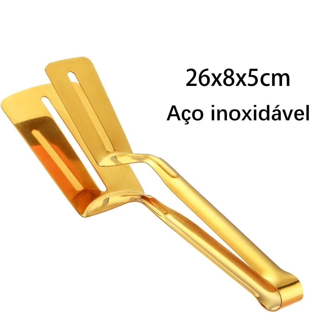 Pegador Dourado em Aço Inox – Elegância e Funcionalidade para Servir com Estilo- Lar Equipado