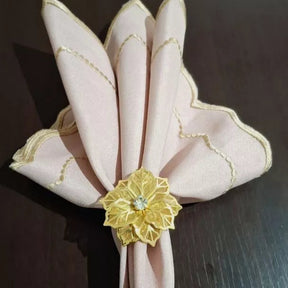 Porta-Guardanapos Flor de Cristal Lux – Kit Dourado com Pedra Brilhante