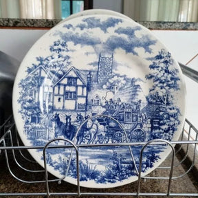 Conjunto de Pratos Raso Caoba Azul – 6 Peças de Cerâmica para Mesa Posta Sofisticada