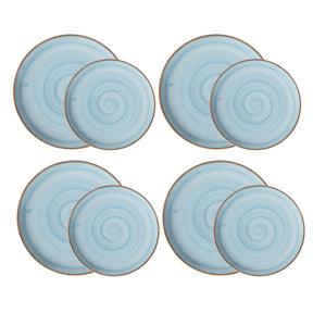 Conjunto de Pratos Caoba Azul – 8 Peças em Cerâmica para Mesa Posta Elegante