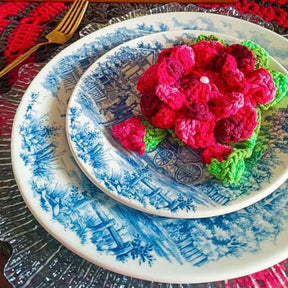 Conjunto de Pratos Raso Caoba Azul – 6 Peças de Cerâmica para Mesa Posta Sofisticada