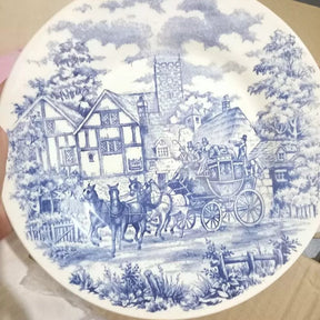 Conjunto de Pratos Raso Caoba Azul – 6 Peças de Cerâmica para Mesa Posta Sofisticada