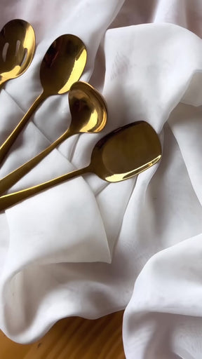 Kit de servir 6 utensílios Dourados de Aço Inox-GoldenServe™