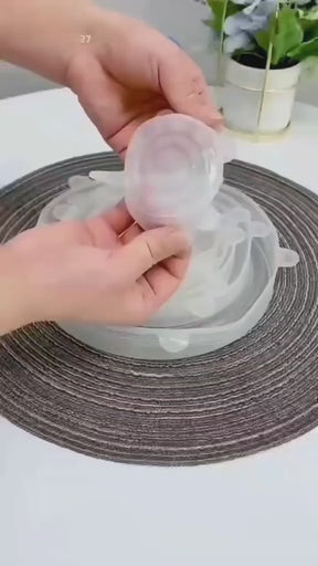 kit 6 Tampa de Silicone Elástica Ajustável  e Pratica para Sua Cozinha!