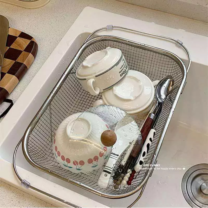 Escorredor de Pia Retrátil em Inox com Alça Ajustável – Praticidade e Estilo para sua Cozinha | Lar Equipado