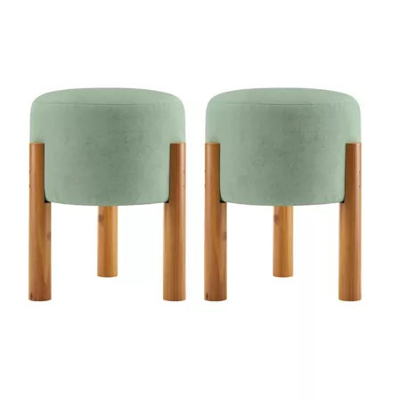 Puffs Redondos Estofados em Suede para Quarto e Sala 2 unid. — Elegância e Conforto para Seu Lar