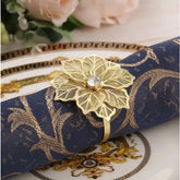 Porta-Guardanapos Flor de Cristal Lux – Kit Dourado com Pedra Brilhante