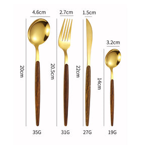 Conjunto de Talheres em Aço Inox Dourado com Cabo Rústico Classic Glamour