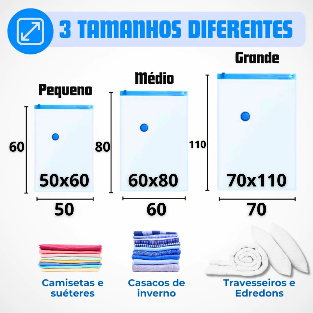 Kit 10 Sacos a Vácuo Reutilizáveis – Lar Equipado