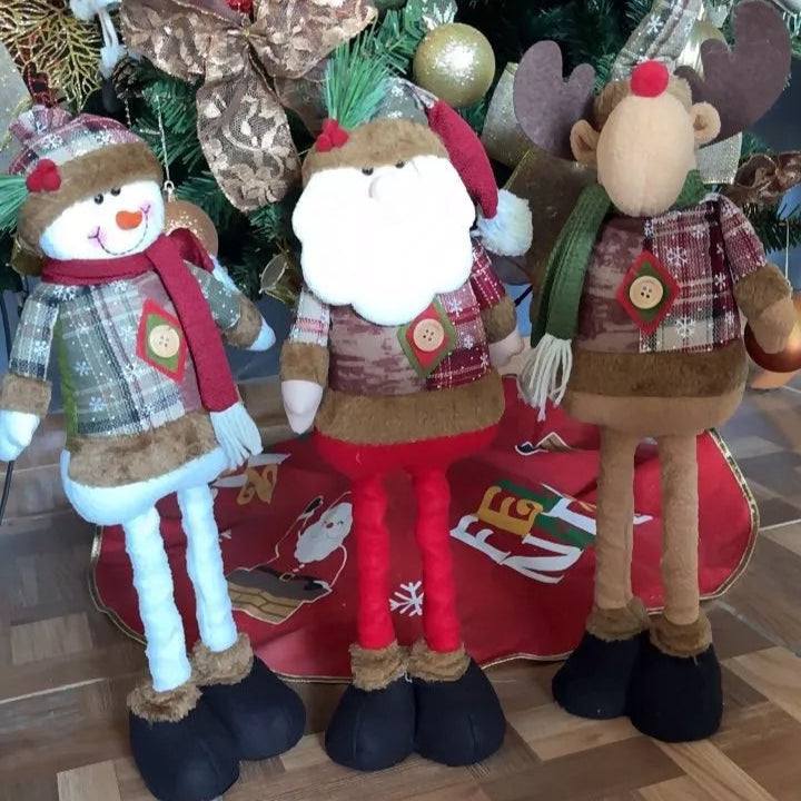 Trio Encantado de Natal – Papai Noel, Boneco de Neve e Alce Decorativos