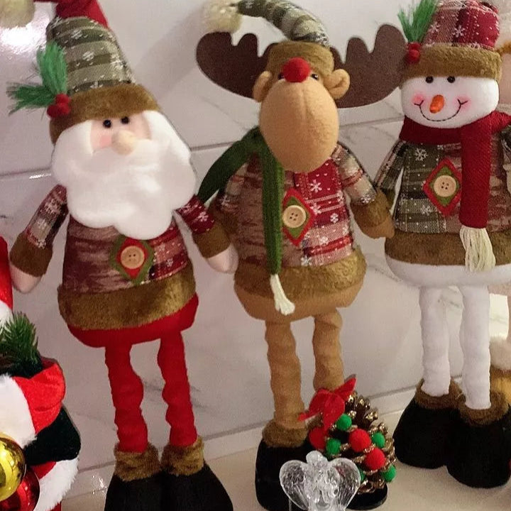 Trio Encantado de Natal – Papai Noel, Boneco de Neve e Alce Decorativos