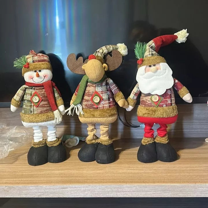 Trio Encantado de Natal – Papai Noel, Boneco de Neve e Alce Decorativos