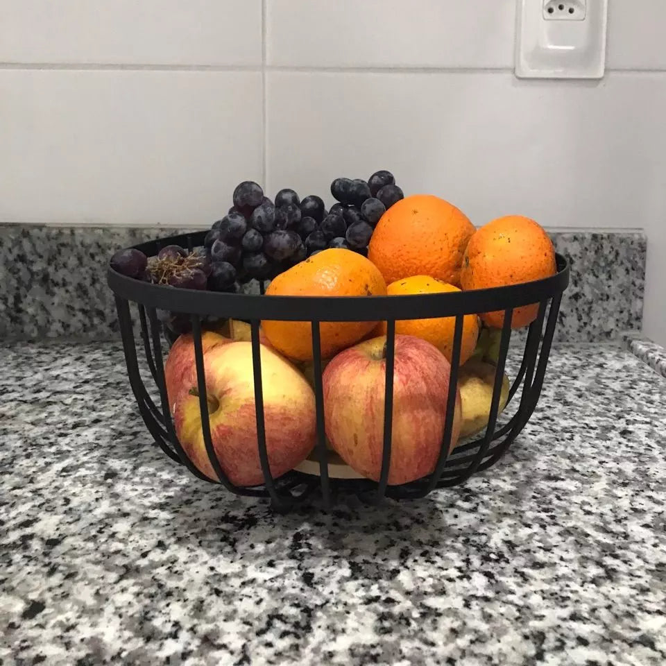 Fruteira de Mesa Rústica em Ferro e Bambu – Multiuso Elegante