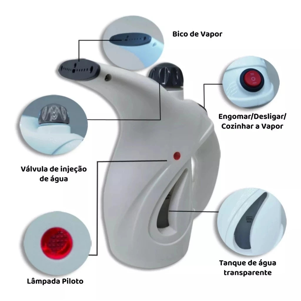 Passadeira a Vapor Portátil Premium 800W – Roupas Impecáveis em Minutos, Ideal para Viagens