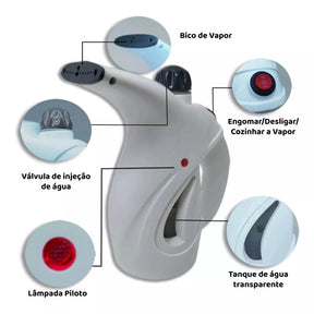 Passadeira a Vapor Portátil Premium 800W – Roupas Impecáveis em Minutos, Ideal para Viagens